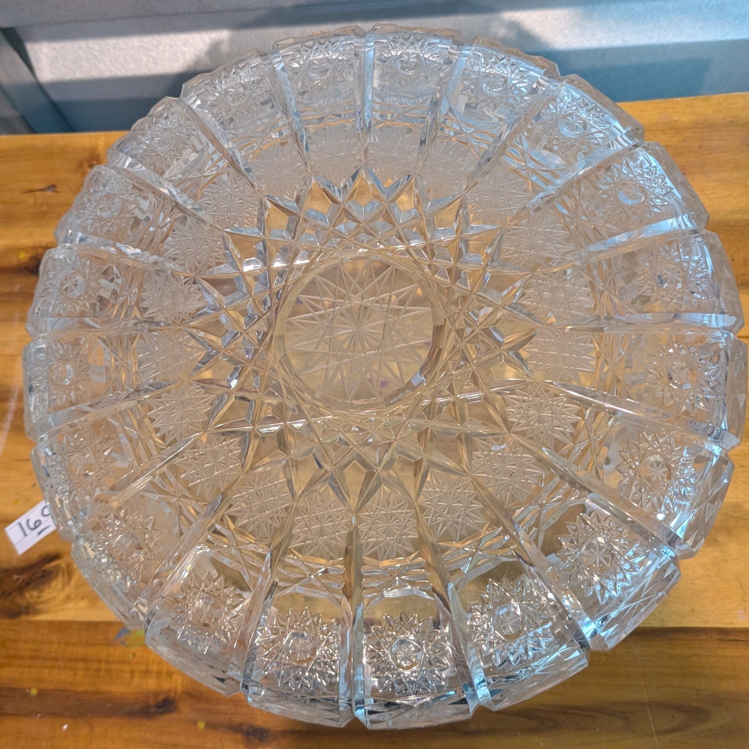 Vintage Bohemian Queen Lace Large Crystal Centerpiece Bowl Czechoslovakia