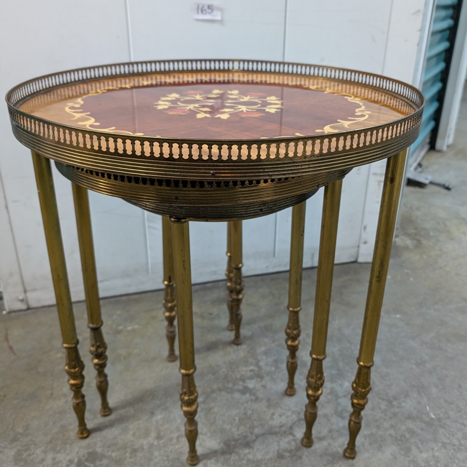 3-piece round antique ornate wood tables