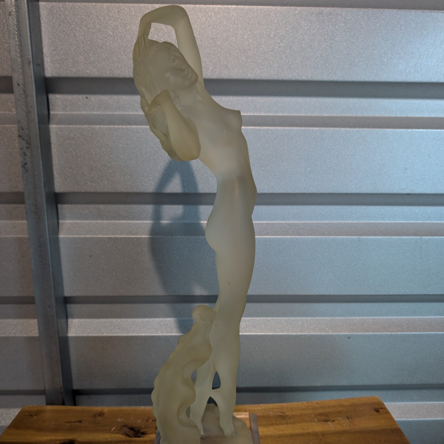 Vintage Lucite Nude Woman Statue, Frosted Acrylic Nude Goddess