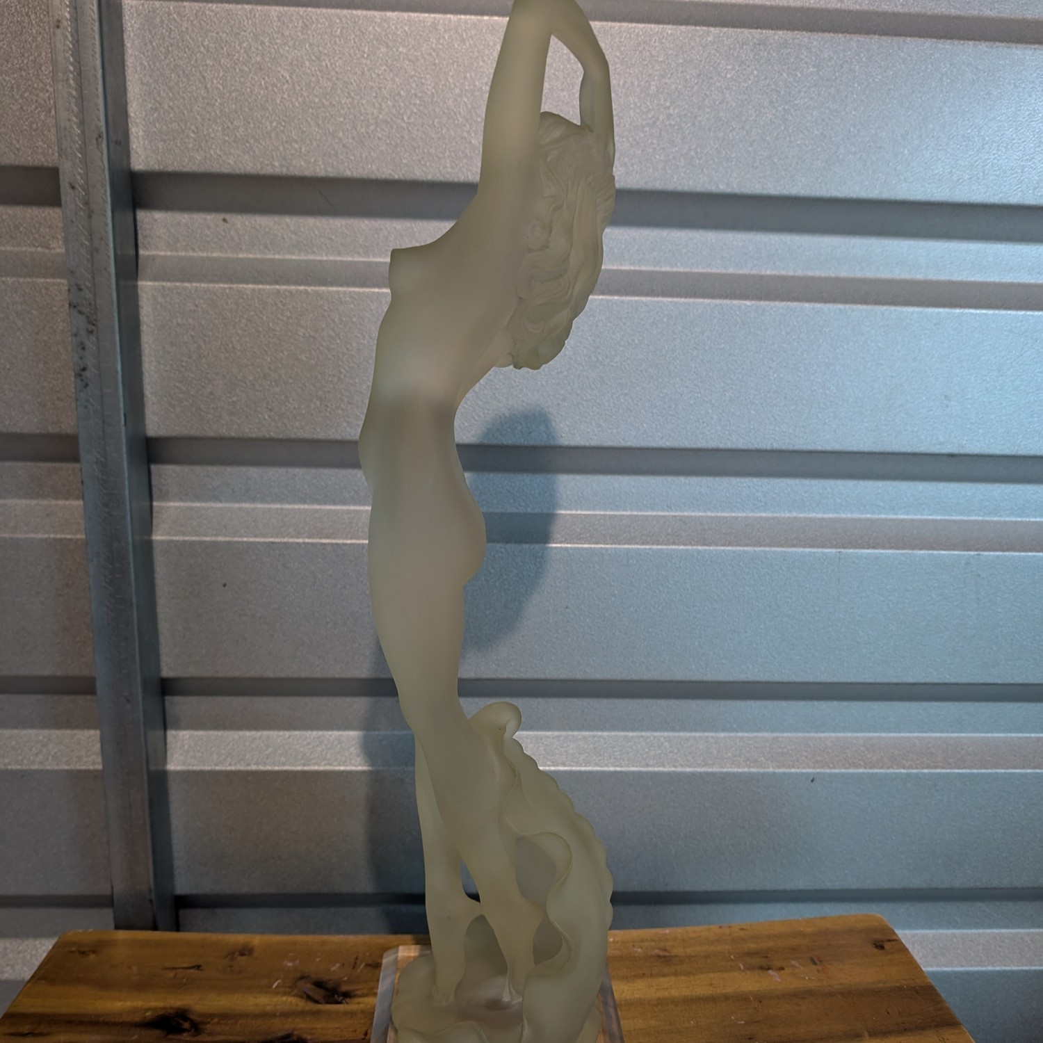 Vintage Lucite Nude Woman Statue, Frosted Acrylic Nude Goddess