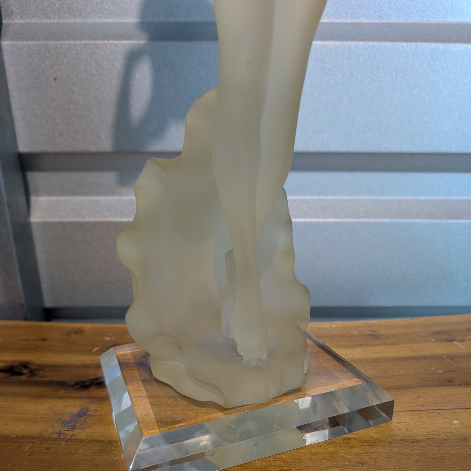 Vintage Lucite Nude Woman Statue, Frosted Acrylic Nude Goddess