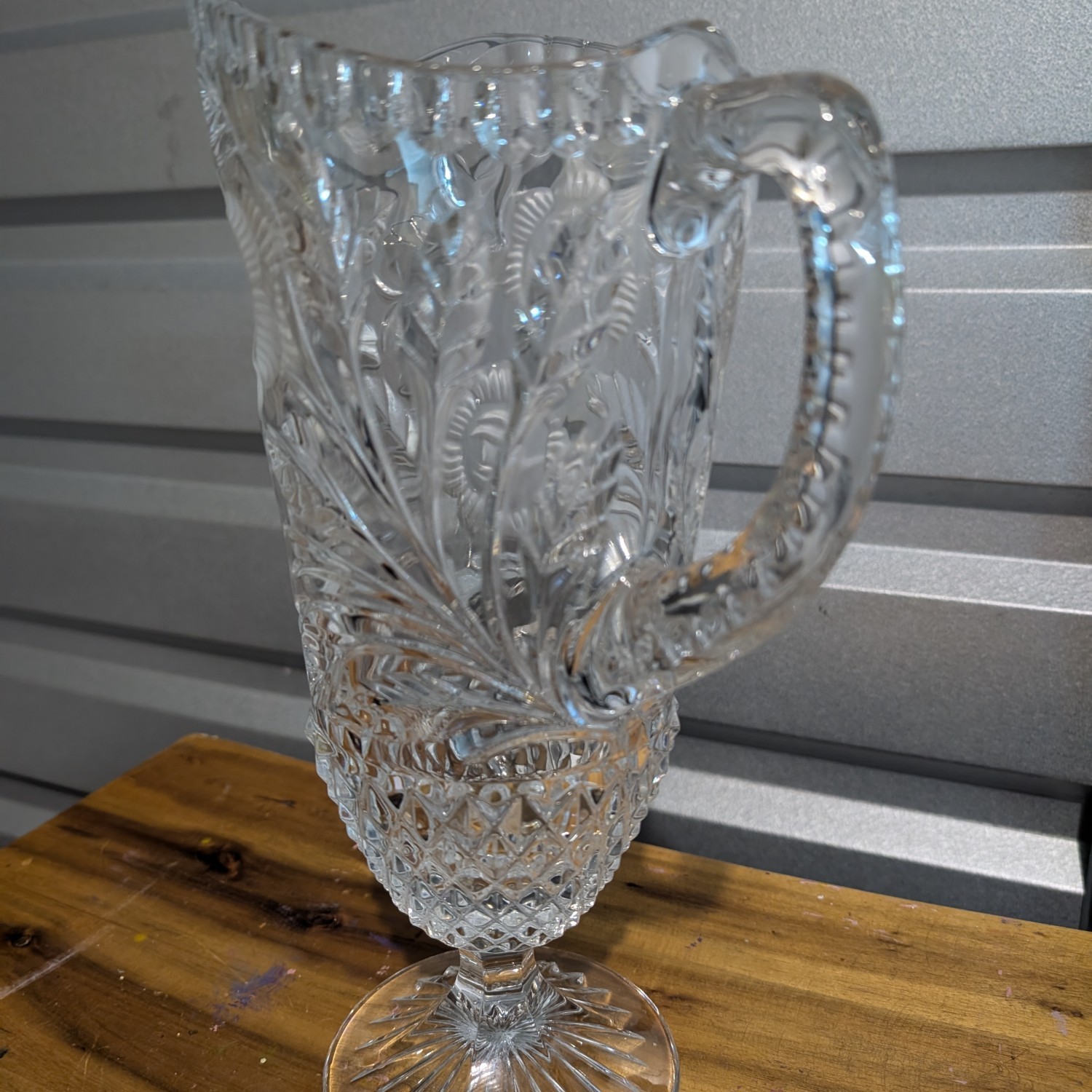 Antique Cut Glass Water Pitcher