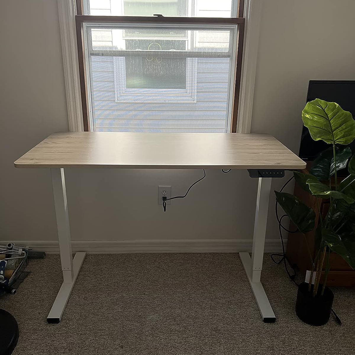  FLEXISPOT Adjustable Desk (White Frame + 48” Bamboo Texture Desktop)